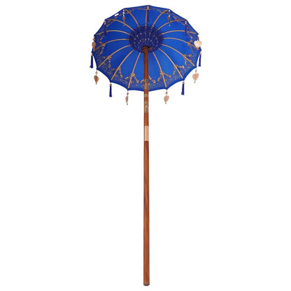vidaXL Balinese Parasol Blue 125 x 125 x 260 cm Cotton and Wood