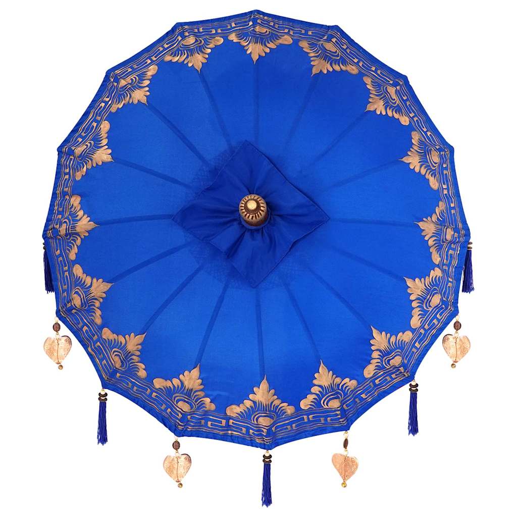 vidaXL Balinese Parasol Blue 125 x 125 x 260 cm Cotton and Wood