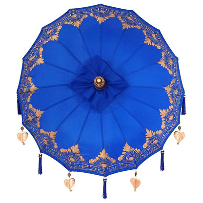 vidaXL Balinese Parasol Blue 125 x 125 x 260 cm Cotton and Wood