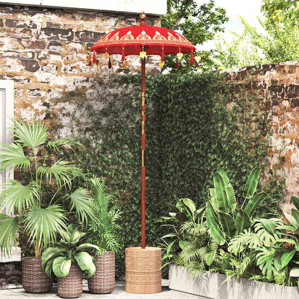 vidaXL Balinese Parasol Red 125 x 125 x 260 cm Cotton and Wood