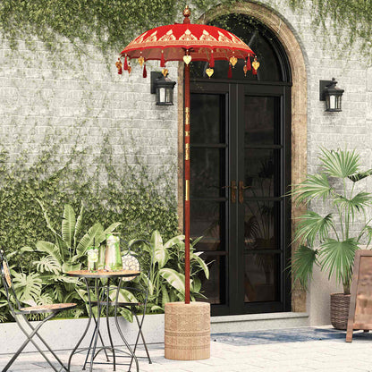 vidaXL Balinese Parasol Red 125 x 125 x 260 cm Cotton and Wood