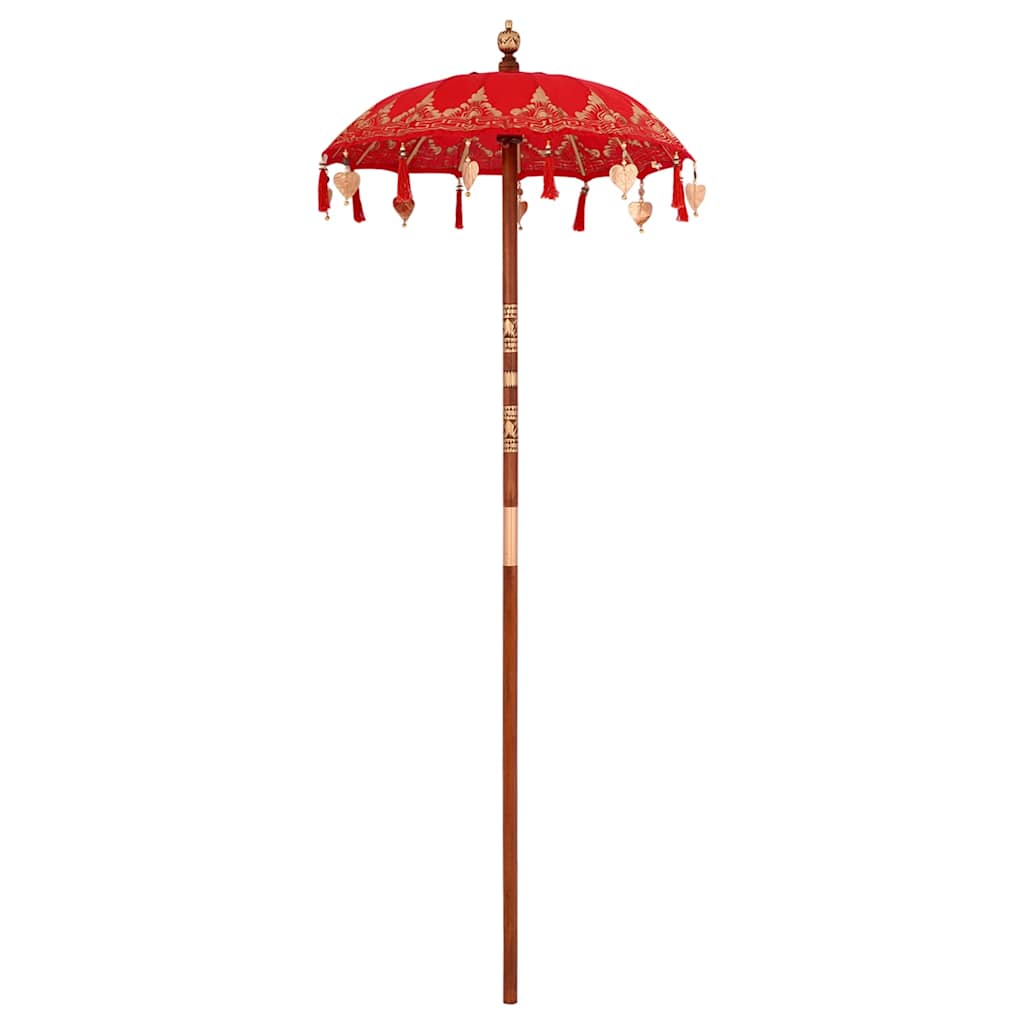 vidaXL Balinese Parasol Red 125 x 125 x 260 cm Cotton and Wood