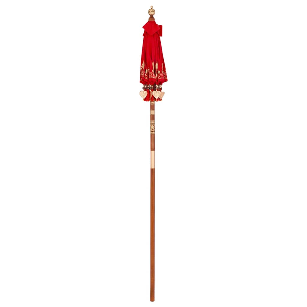 vidaXL Balinese Parasol Red 125 x 125 x 260 cm Cotton and Wood