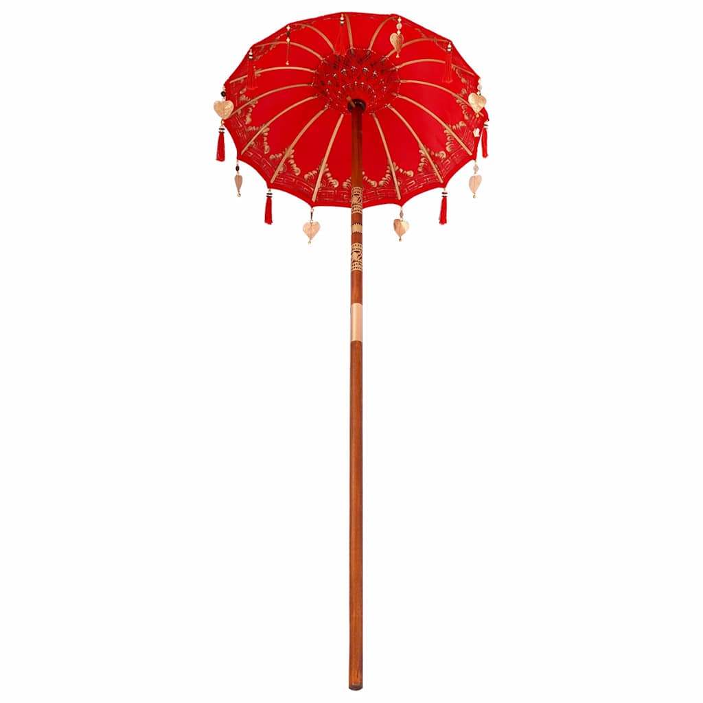 vidaXL Balinese Parasol Red 125 x 125 x 260 cm Cotton and Wood