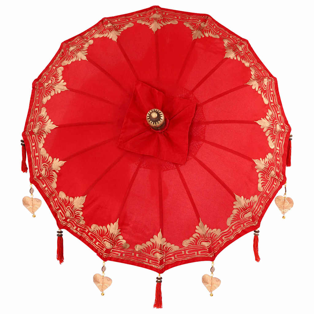 vidaXL Balinese Parasol Red 125 x 125 x 260 cm Cotton and Wood