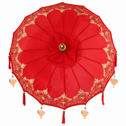 vidaXL Balinese Parasol Red 125 x 125 x 260 cm Cotton and Wood