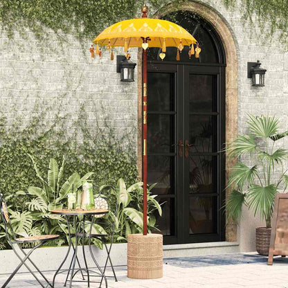 vidaXL Balinese Parasol Yellow 125 x 125 x 260 cm Cotton and Wood