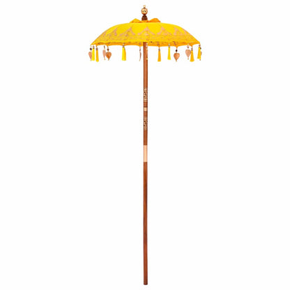 vidaXL Balinese Parasol Yellow 125 x 125 x 260 cm Cotton and Wood