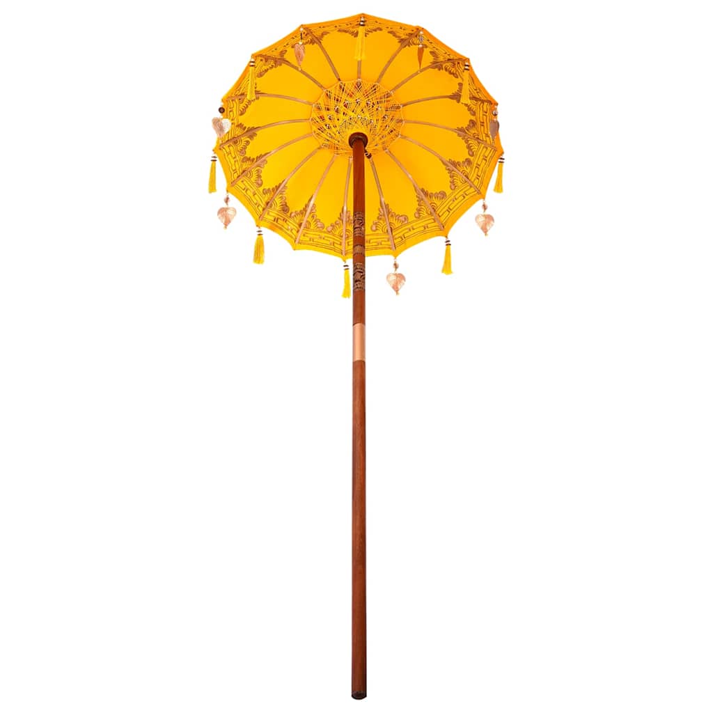 vidaXL Balinese Parasol Yellow 125 x 125 x 260 cm Cotton and Wood