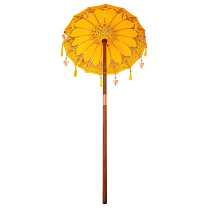 vidaXL Balinese Parasol Yellow 125 x 125 x 260 cm Cotton and Wood