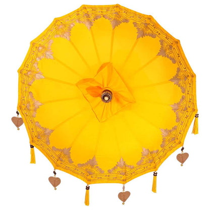 vidaXL Balinese Parasol Yellow 125 x 125 x 260 cm Cotton and Wood