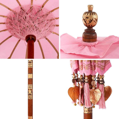 vidaXL Balinese Parasol Pink 125 x 125 x 260 cm Cotton and Wood