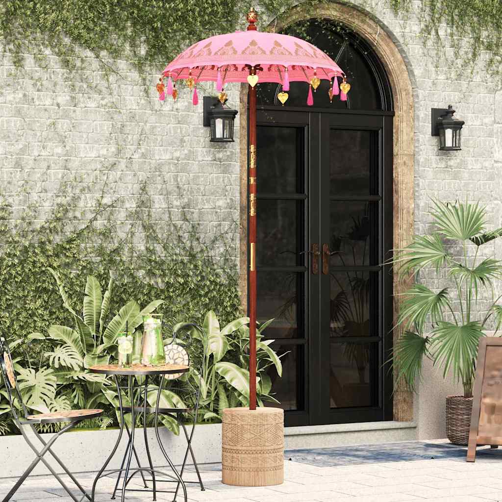 vidaXL Balinese Parasol Pink 125 x 125 x 260 cm Cotton and Wood