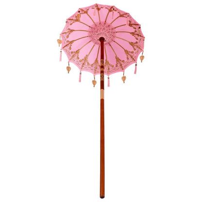vidaXL Balinese Parasol Pink 125 x 125 x 260 cm Cotton and Wood