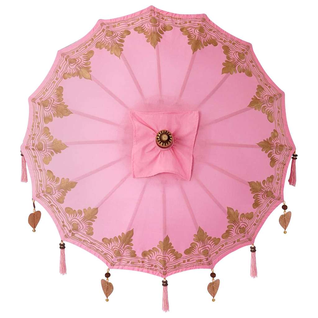 vidaXL Balinese Parasol Pink 125 x 125 x 260 cm Cotton and Wood