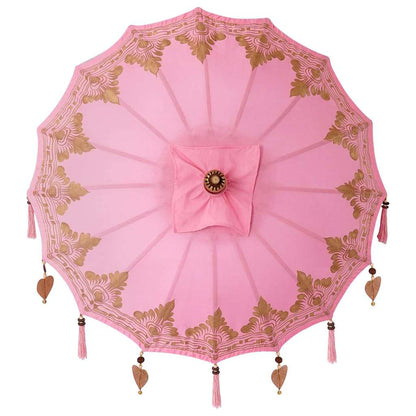 vidaXL Balinese Parasol Pink 125 x 125 x 260 cm Cotton and Wood
