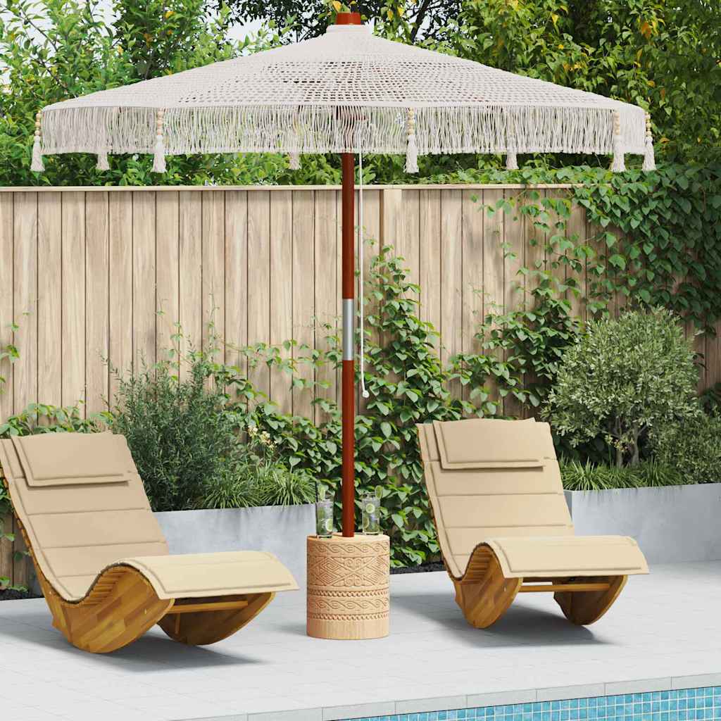 vidaXL Macrame Parasol Cream 252.5 x 252.5 x 260 cm