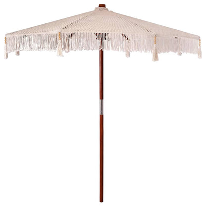 vidaXL Macrame Parasol Cream 252.5 x 252.5 x 260 cm