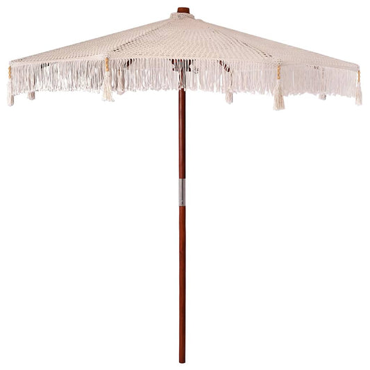 vidaXL Macrame Parasol Cream 252.5 x 252.5 x 260 cm