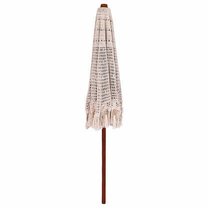 vidaXL Macrame Parasol Cream 252.5 x 252.5 x 260 cm