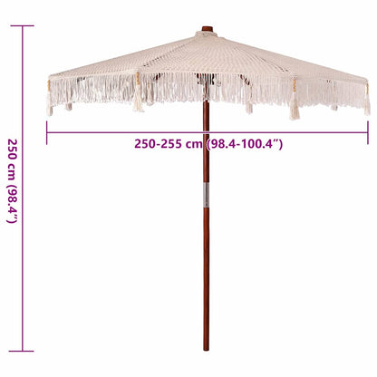 vidaXL Macrame Parasol Cream 252.5 x 252.5 x 260 cm