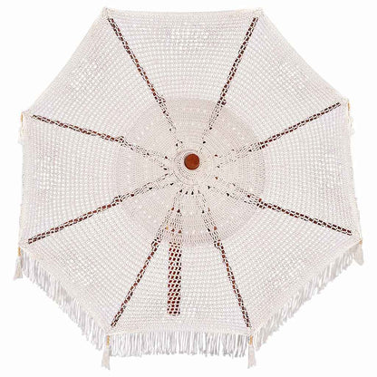 vidaXL Macrame Parasol Cream 252.5 x 252.5 x 260 cm