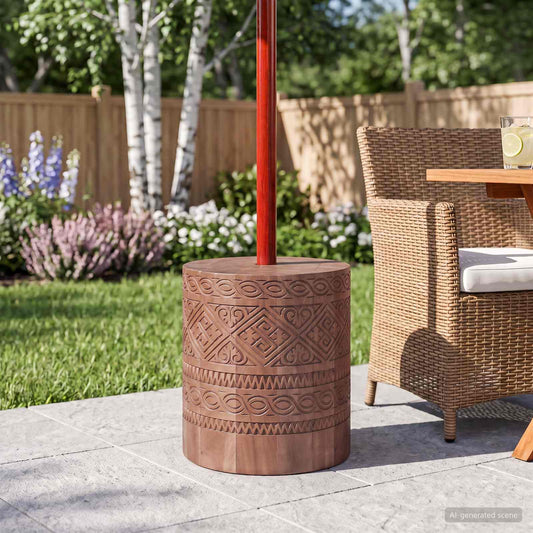 vidaXL Parasol Base 28.05 kg Natural Solid Wood Cylindrical