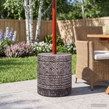 vidaXL Parasol Base 23 kg White Washed Solid Wood Cylindrical