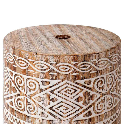 vidaXL Parasol Base White Washed Ø34 x 40 cm Solid Wood
