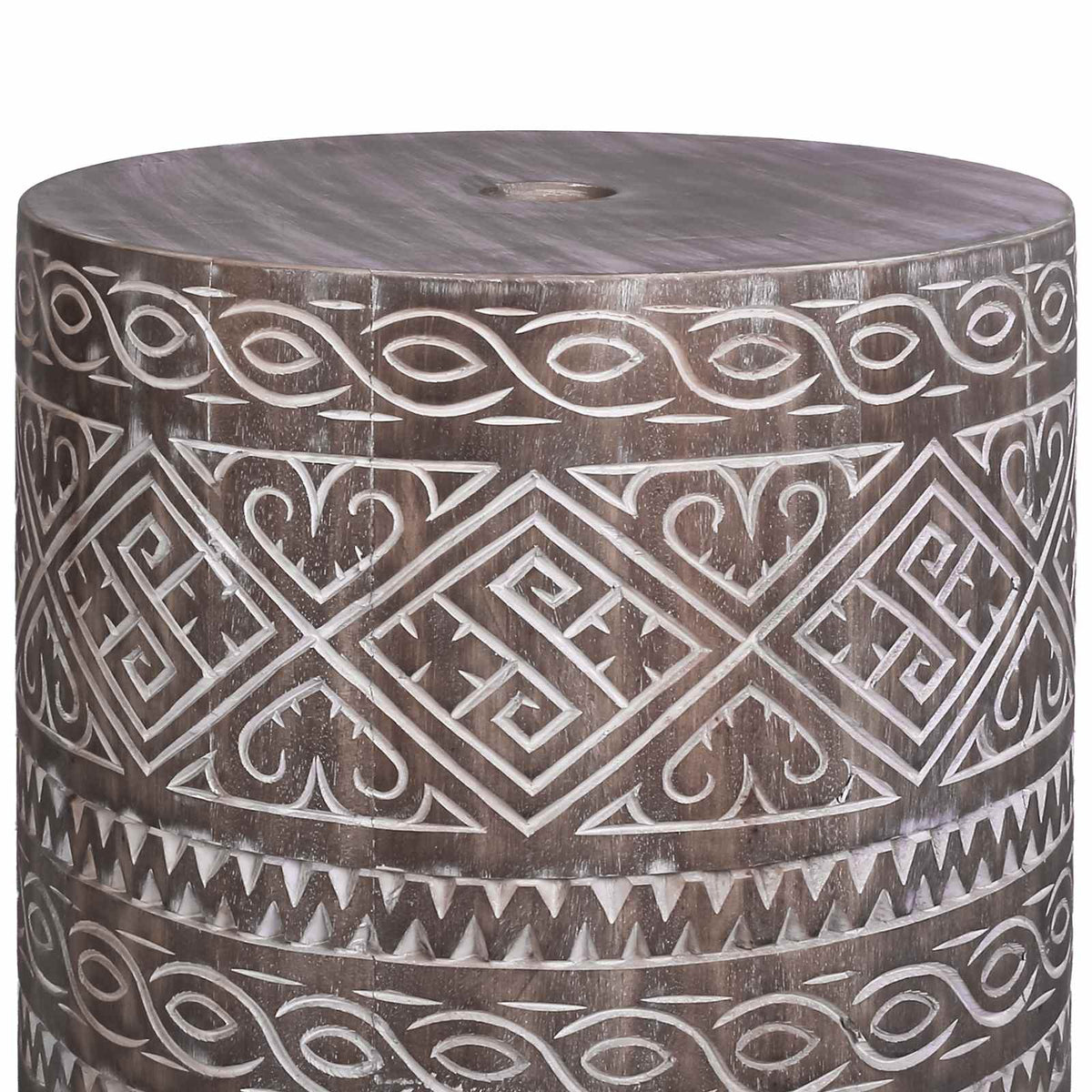 vidaXL Parasol Base 23 kg White Washed Solid Wood Cylindrical