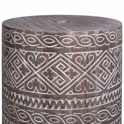 vidaXL Parasol Base 23 kg White Washed Solid Wood Cylindrical