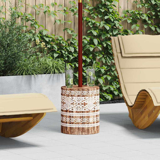vidaXL Parasol Base White Washed Ø34 x 40 cm Solid Wood