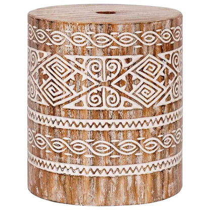 vidaXL Parasol Base White Washed Ø34 x 40 cm Solid Wood