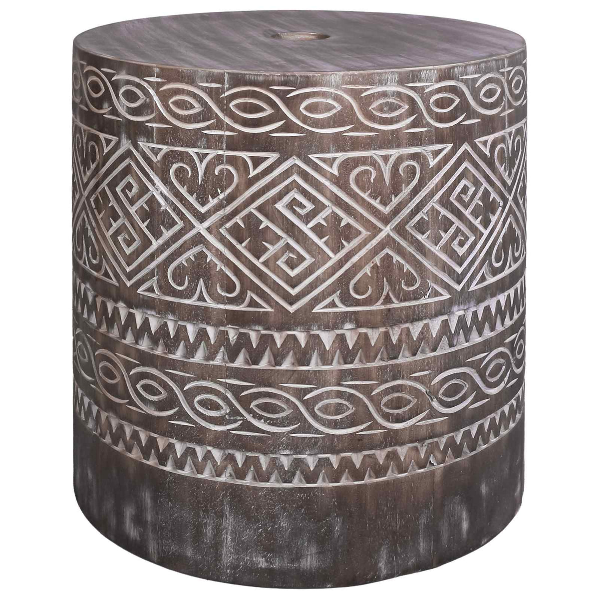 vidaXL Parasol Base 23 kg White Washed Solid Wood Cylindrical