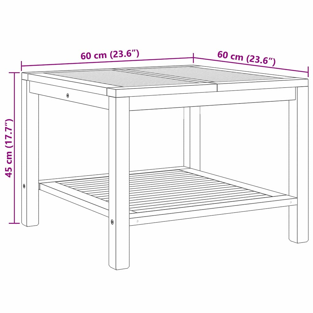 vidaXL Coffee Table with Storage Brown 60 x 60 x 45 cm Solid Teak Wood