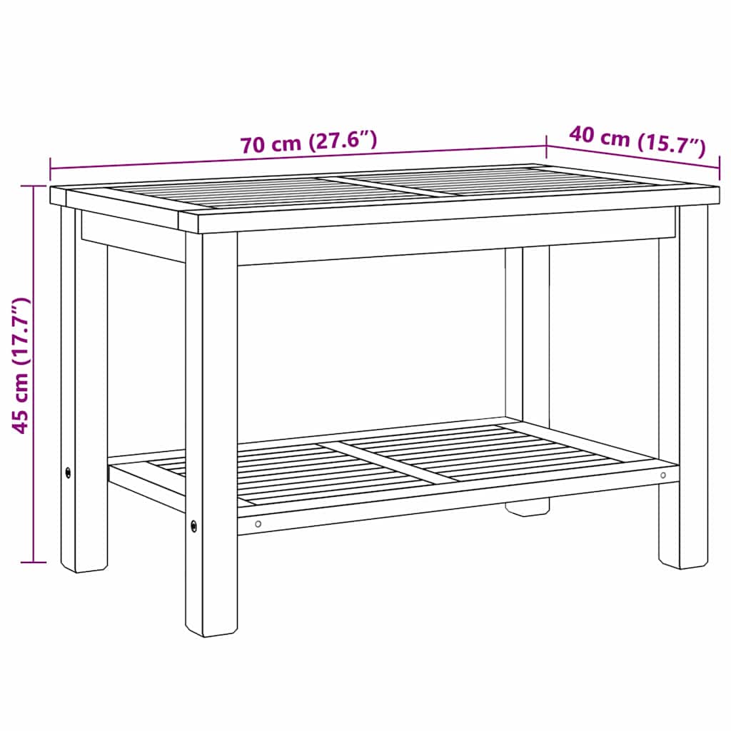 vidaXL Coffee Table with Storage Brown 70 x 40 x 45 cm Solid Teak Wood