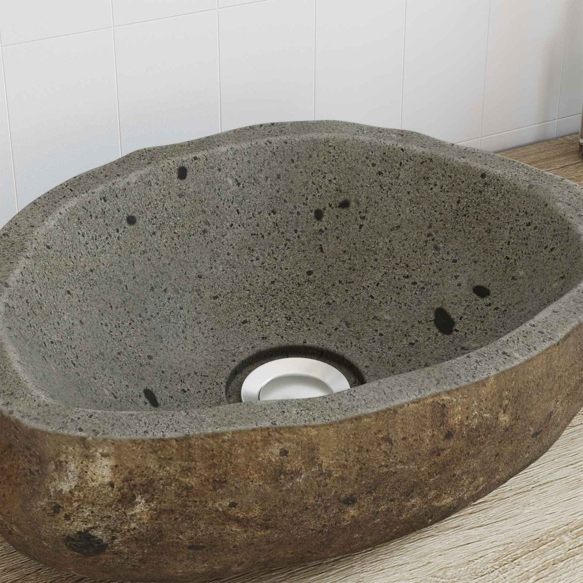 vidaXL Riverstone basin Light Grey (30-37) x (25-30) x 12 cm