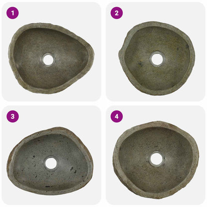 vidaXL Riverstone basin Light Grey (30-37) x (25-30) x 12 cm