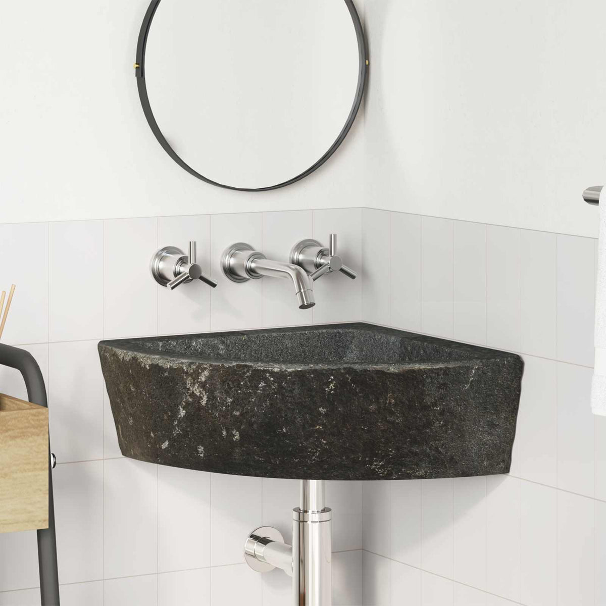 vidaXL Basin Grey (38-45) x (38-45) x 12 cm River stone