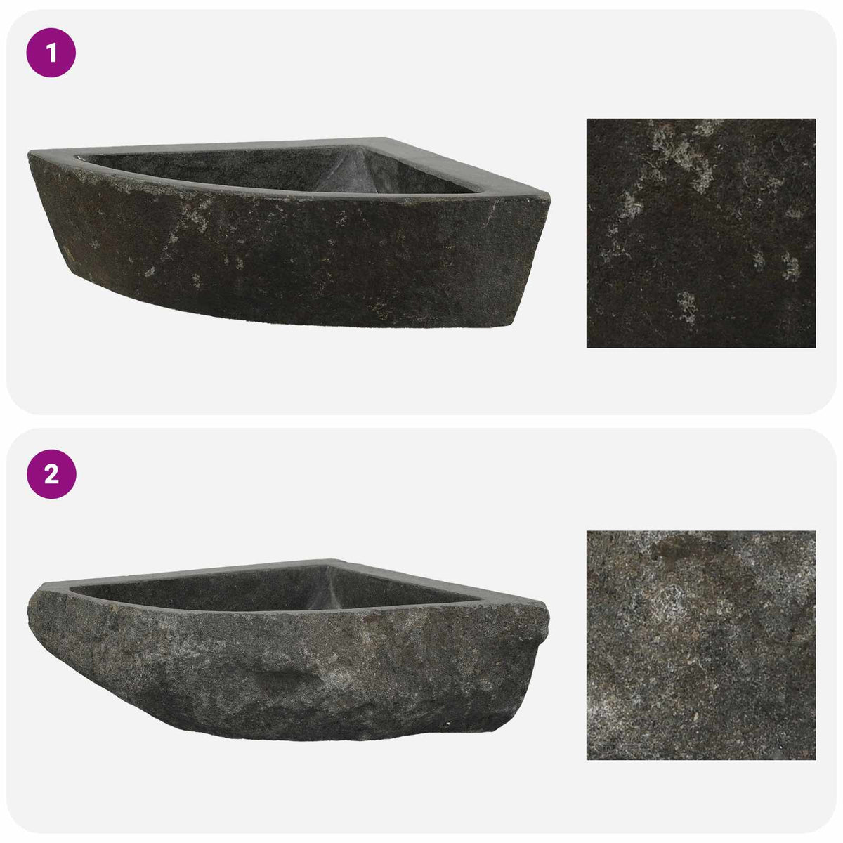 vidaXL Basin Grey (38-45) x (38-45) x 12 cm River stone