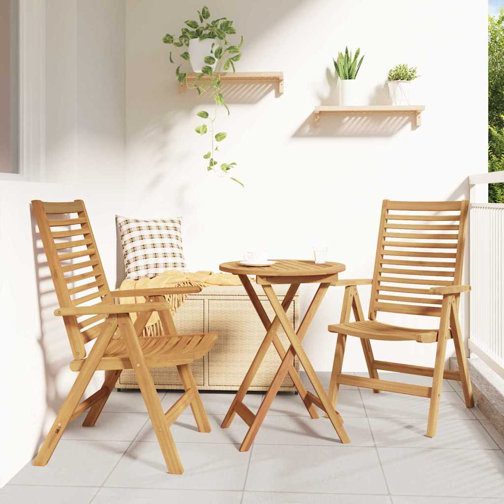 vidaXL Chair Folding 2 pcs Brown 64.5 x 52 x 108 cm Solid Teak Wood
