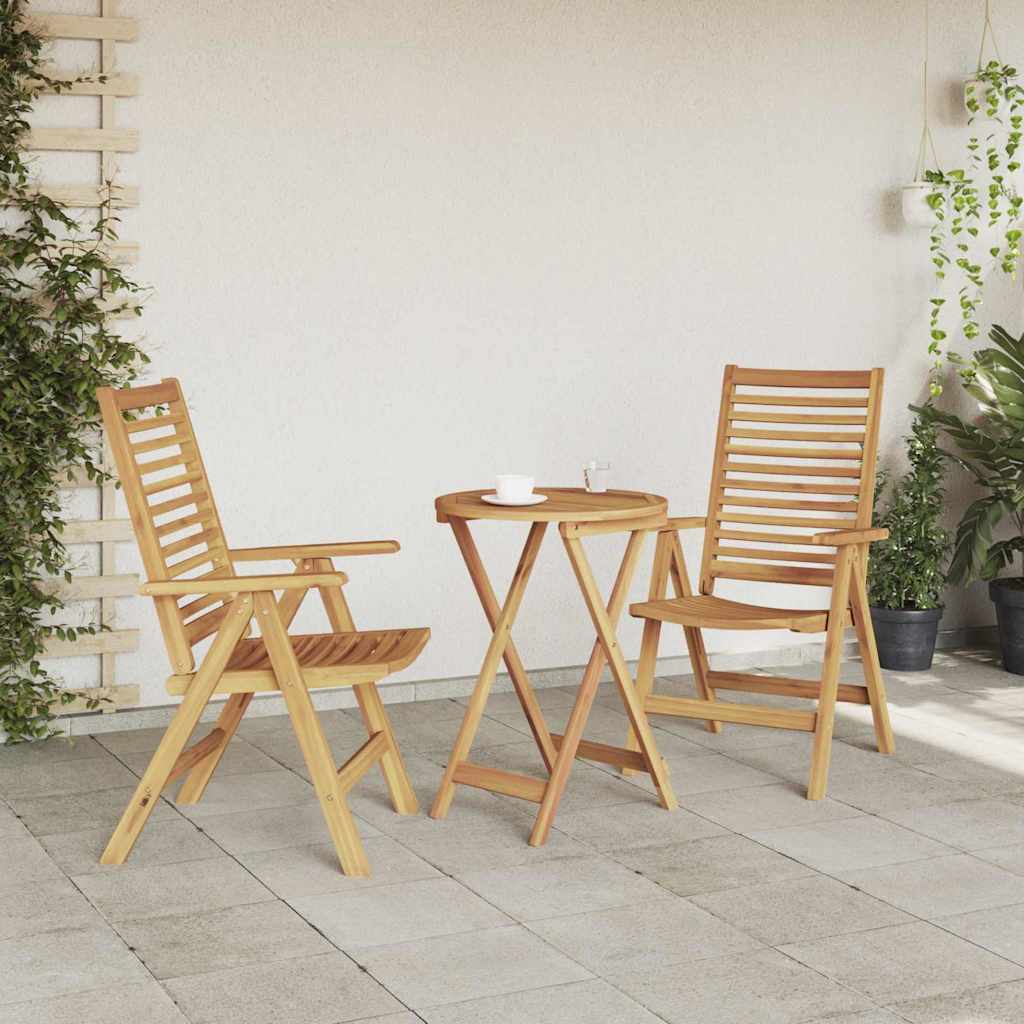 vidaXL Chair Folding 2 pcs Brown 64.5 x 52 x 108 cm Solid Teak Wood