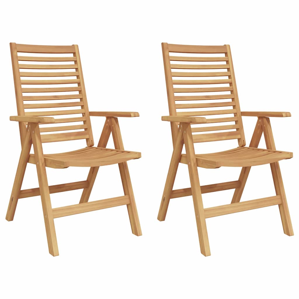 vidaXL Chair Folding 2 pcs Brown 64.5 x 52 x 108 cm Solid Teak Wood