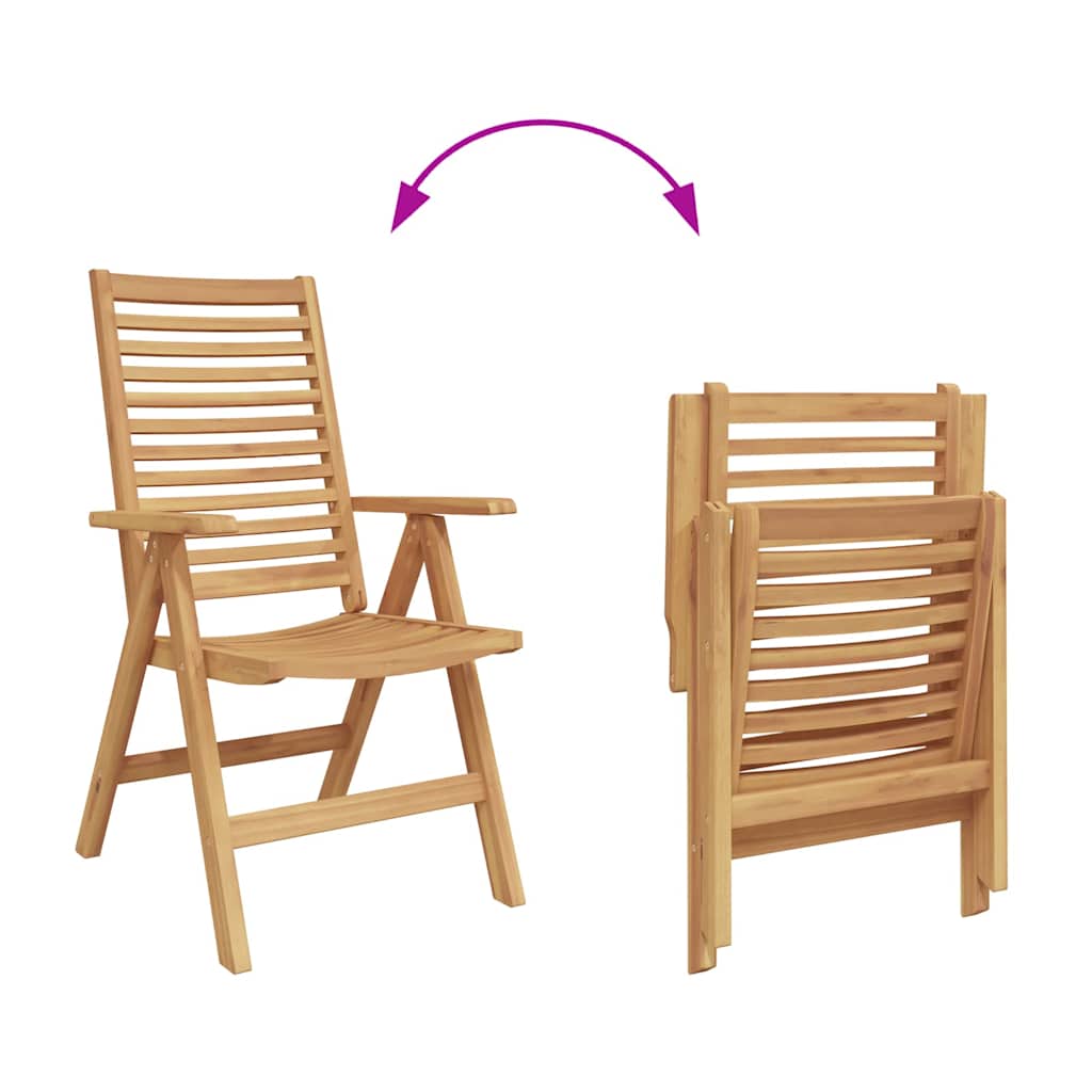 vidaXL Chair Folding 2 pcs Brown 64.5 x 52 x 108 cm Solid Teak Wood