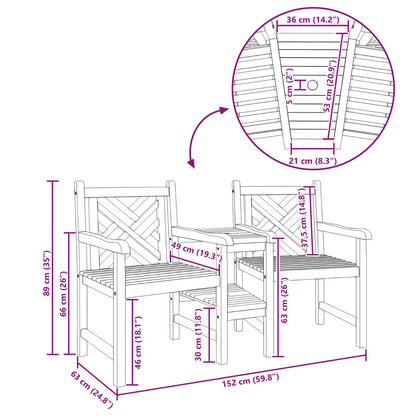 vidaXL Garden Outdoor Chairs 152 x 63 x 89 cm Solid Teak Wood