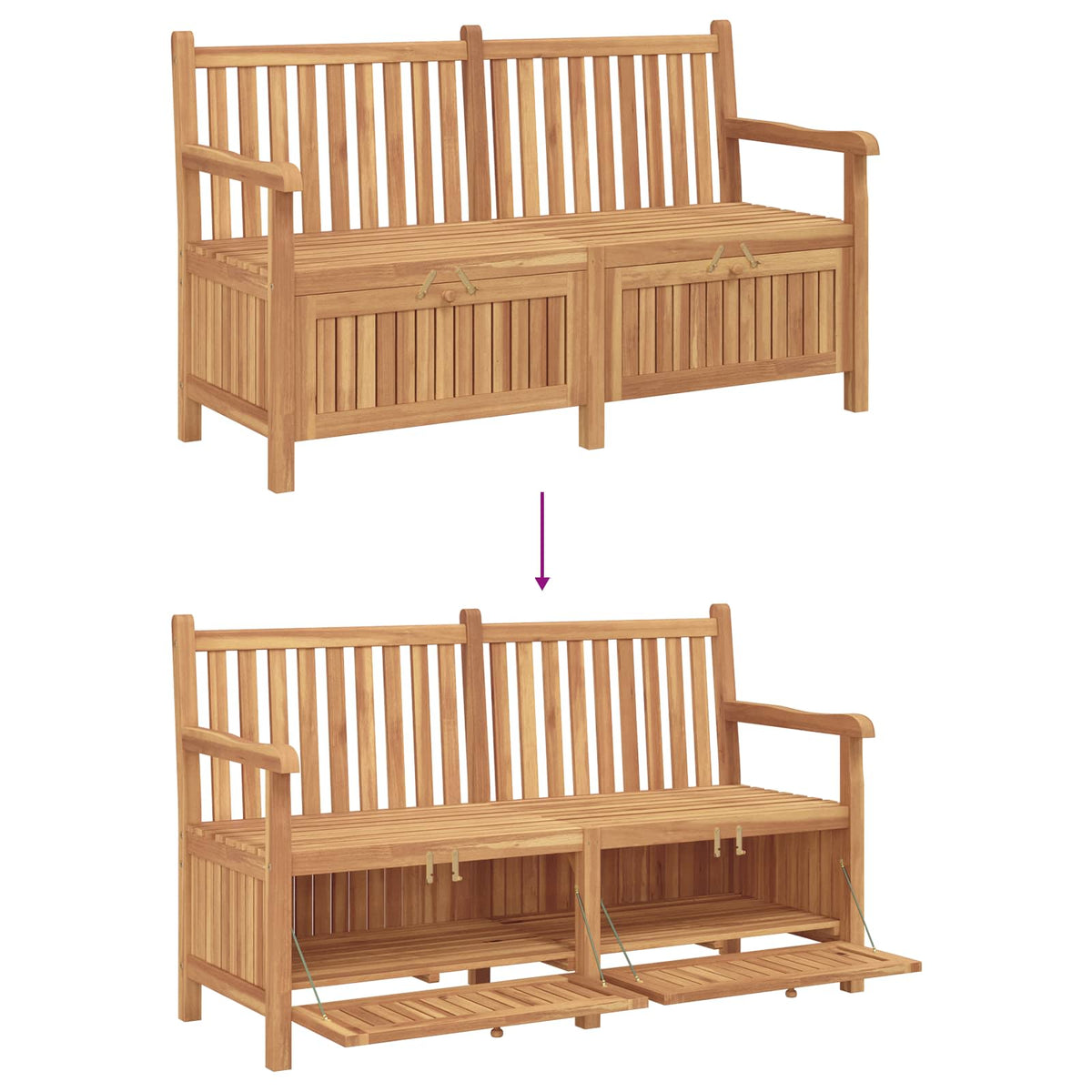 vidaXL Garden Bench with Storage 150 x 60 x 90 cm Solid Teak Wood