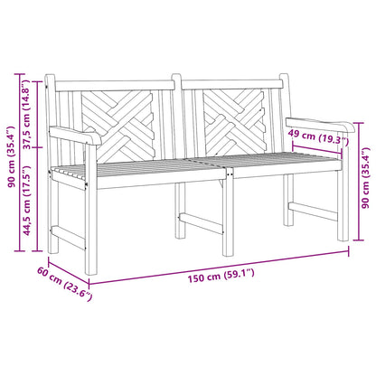 vidaXL Garden Bench 150 x 60 x 90 cm Solid Teak Wood