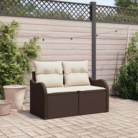 vidaXL Garden Sofa with Cushion Brown 121 x 62 x 69cm Poly Rattan