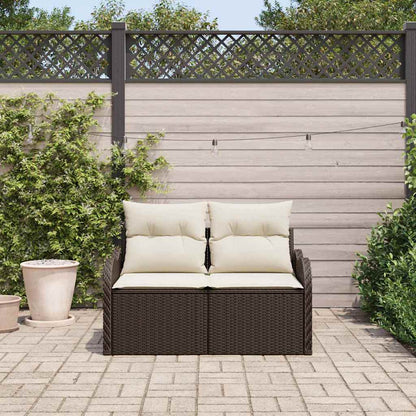 vidaXL Garden Sofa with Cushion Brown 121 x 62 x 69cm Poly Rattan