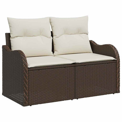 vidaXL Garden Sofa with Cushion Brown 121 x 62 x 69cm Poly Rattan